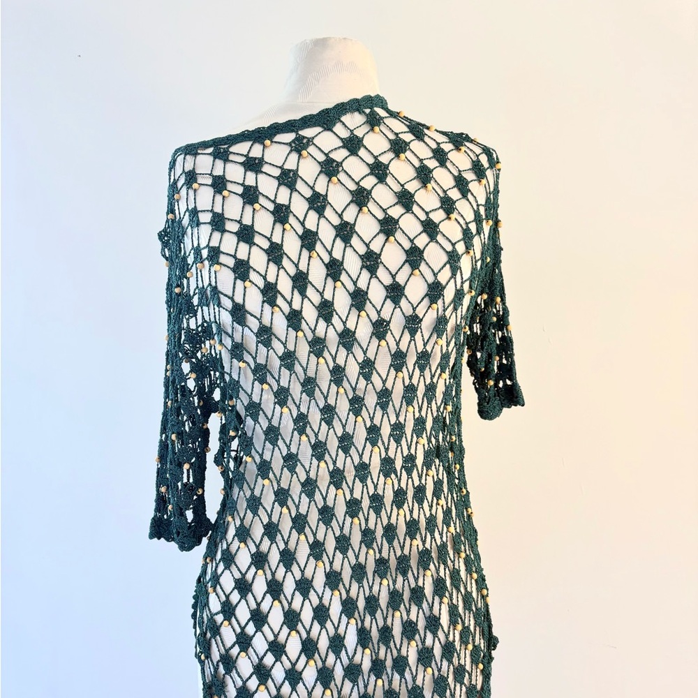 Teal Green Crochet Beaded Cover-Up